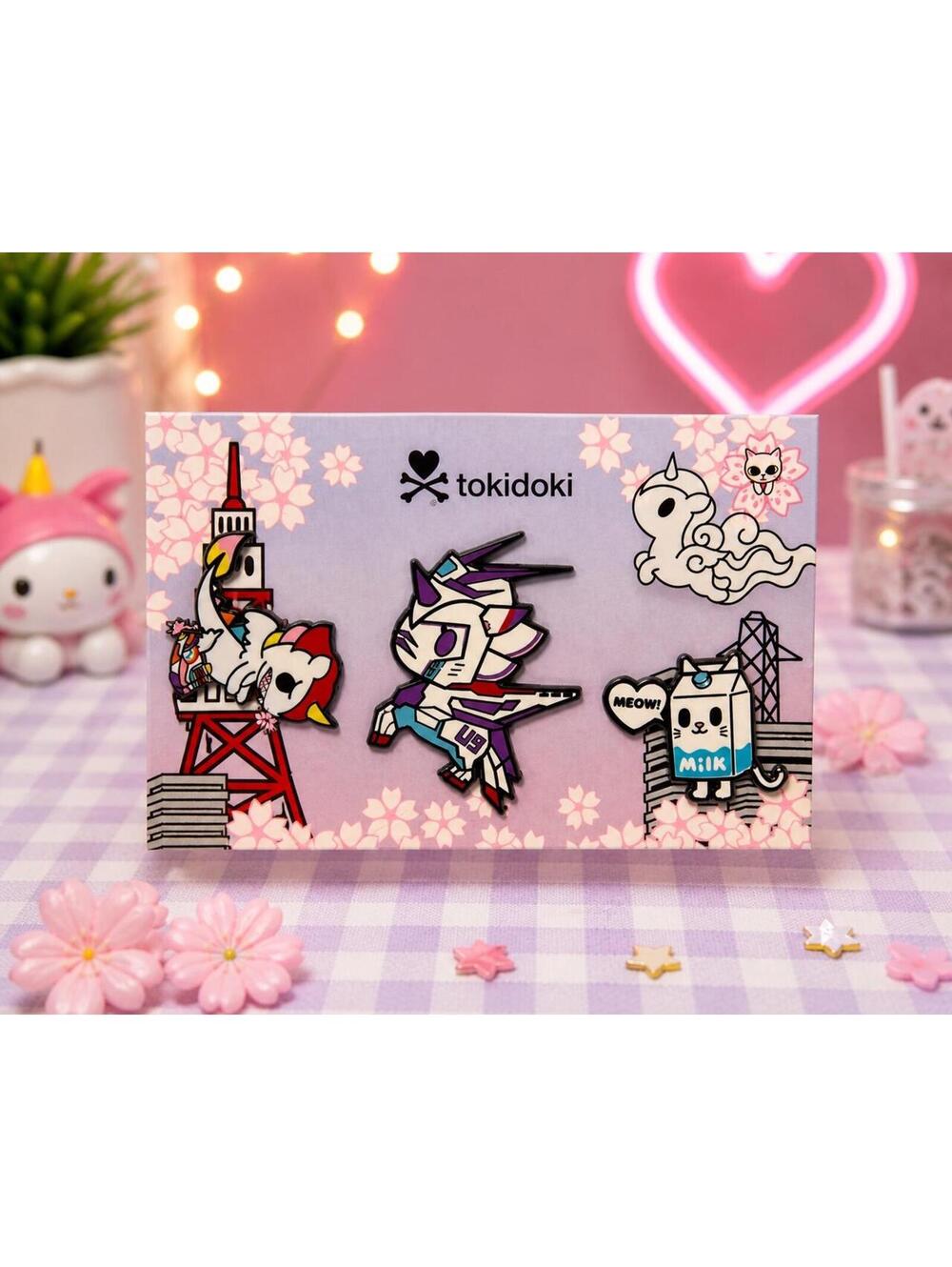 Tokidoki Enamel Pin Set – Kawaii Characters w/ Backing Card